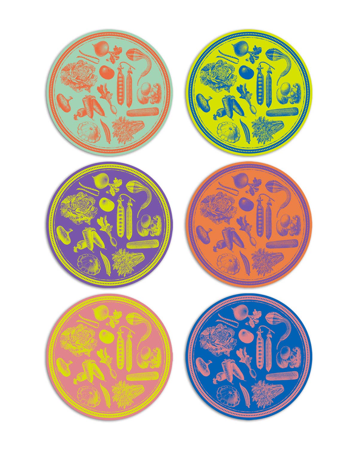 Veggie Punk Round Placemats - Set of 6