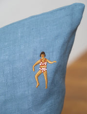 Swimmers Blue Embroidered Cushion 48X48 CM (Copy)