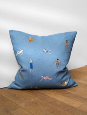 Swimmers Blue Embroidered Cushion 48X48 CM (Copy)