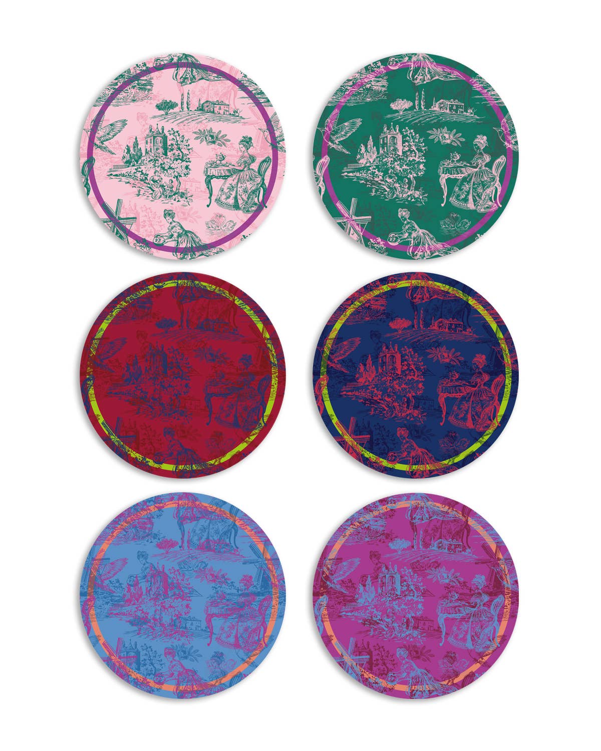 Toile Round Placemats - Set of 6