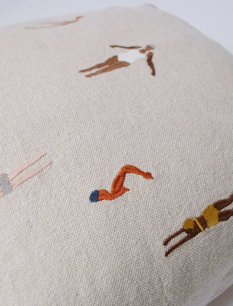 Swimmers Embroidered Cushion 48X48 CM