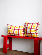 Grid Woven Yellow/Red Cushion 48x68 CM
