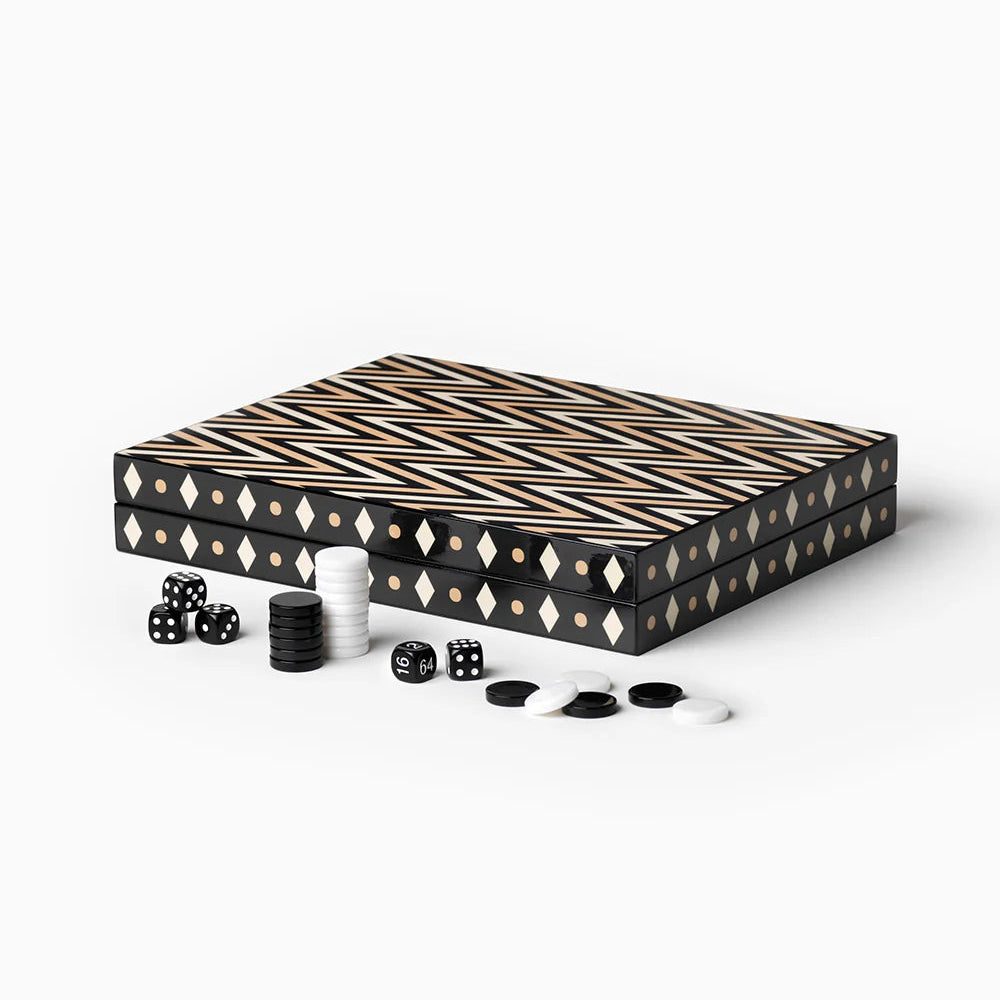 Lacquered Backgammon | Black