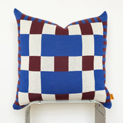 Cobalt & Merlot Knit Pillow – Bold Color Block Design