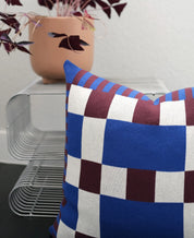 Cobalt & Merlot Knit Pillow – Bold Color Block Design
