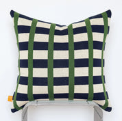 Contrast Stripe Knit Pillow – Navy & Green Color Block