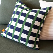 Contrast Stripe Knit Pillow – Navy & Green Color Block