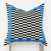 Optic Check Pillow – Checkerboard with Azure Frame