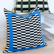 Optic Check Pillow – Checkerboard with Azure Frame