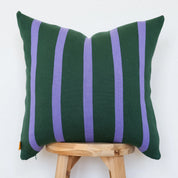 Bold Vertical Stripe  Knit Pillow – Cypress Green & Lilac