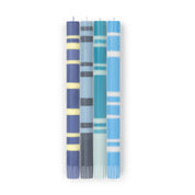Mixed Striped Set - Blues Eco Dinner Candles - Gift Box of 4