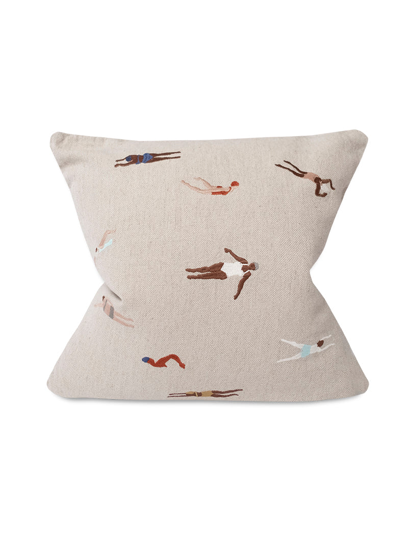 Swimmers Embroidered Cushion 48X48 CM