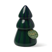 Cabana Christmas Tree Candle in Balsam Fir, green striped ceramic tree