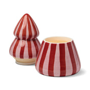 Pink Peppermint ceramic tree candle on white background
