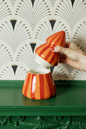 Spiced Apple tree candle styled on a green mantel